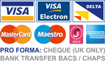 Logos of Credit and Debit providers to indicate that payment by card is accepted