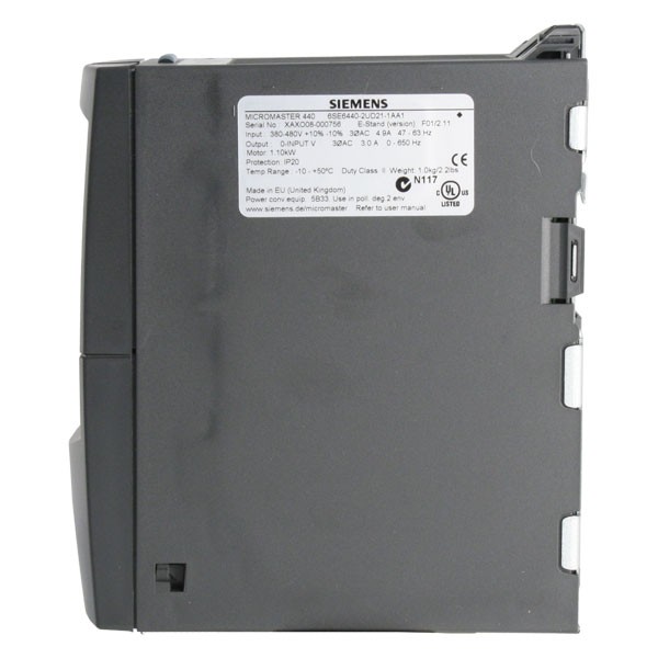 Photo of Siemens Micromaster 440 0.37kW 230V 1ph to 3ph AC Inverter Drive, DBr, Unfiltered