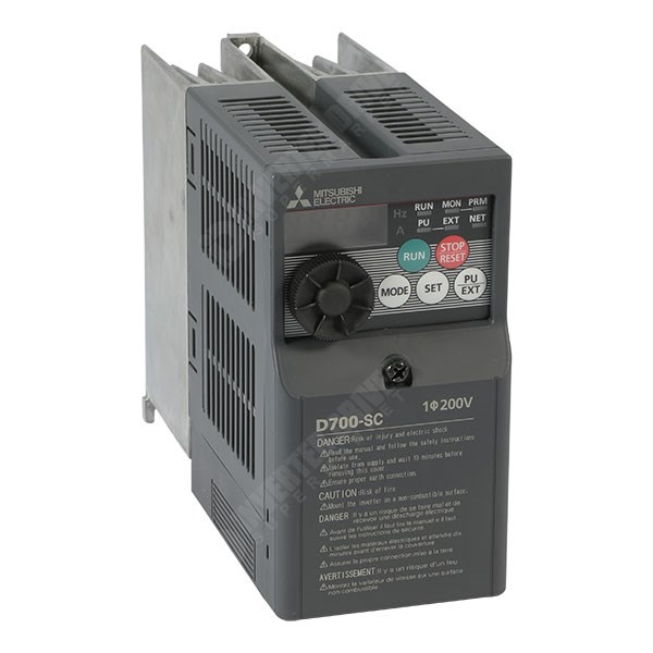 Photo of Mitsubishi D720S IP20 0.75kW 230V 1ph to 3ph AC Inverter Drive, DBr, STO, Unfiltered